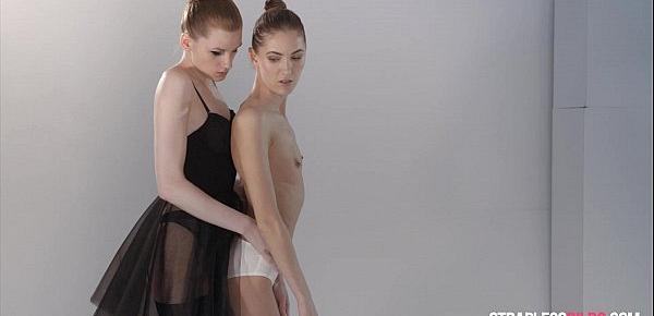  Ballerinas Mia Reese and Rossy Bush Have Strapless Dildo Fun